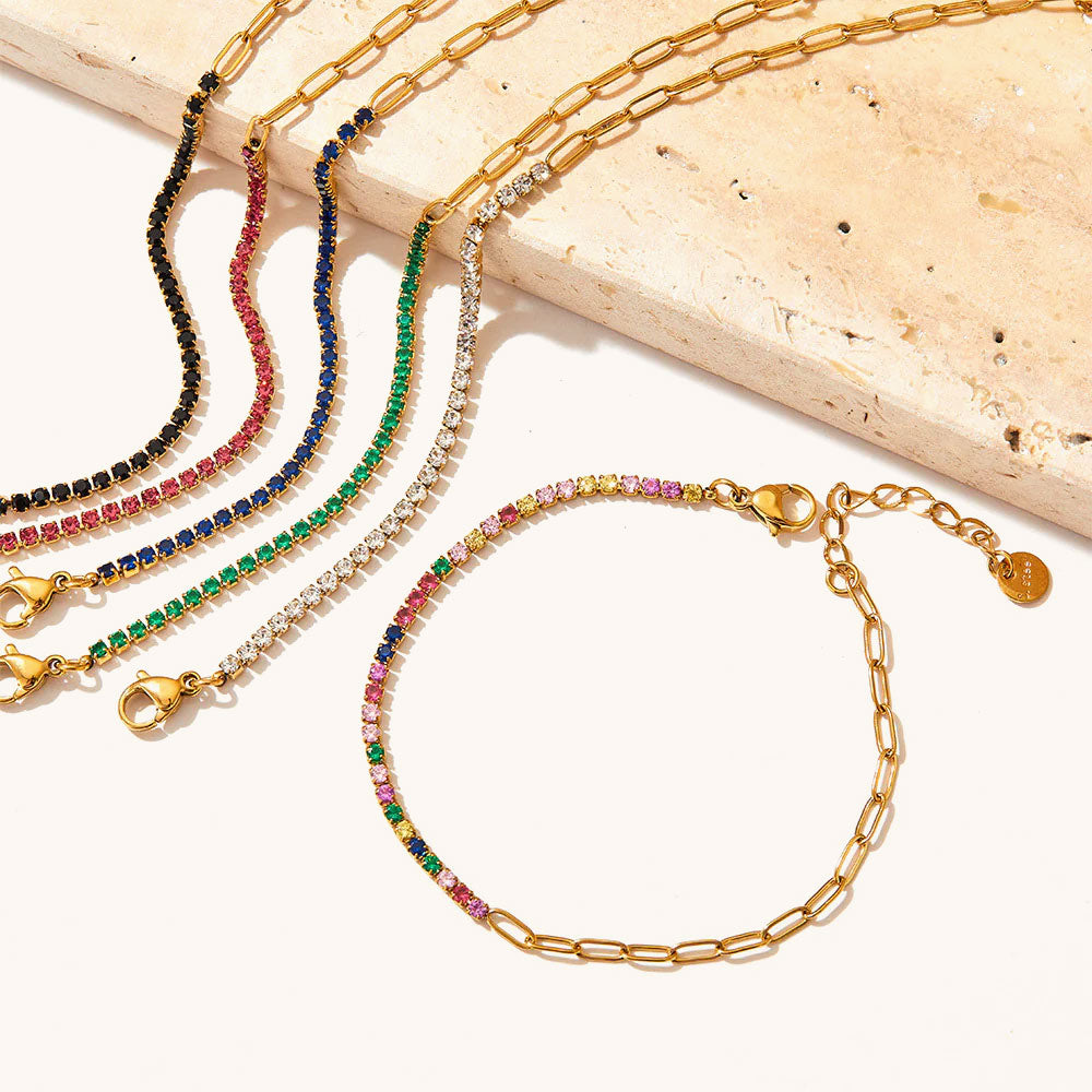 Loopbrek-tennis necklace-Shimmering Allure · Multicolor Zircon Necklace- zoom in