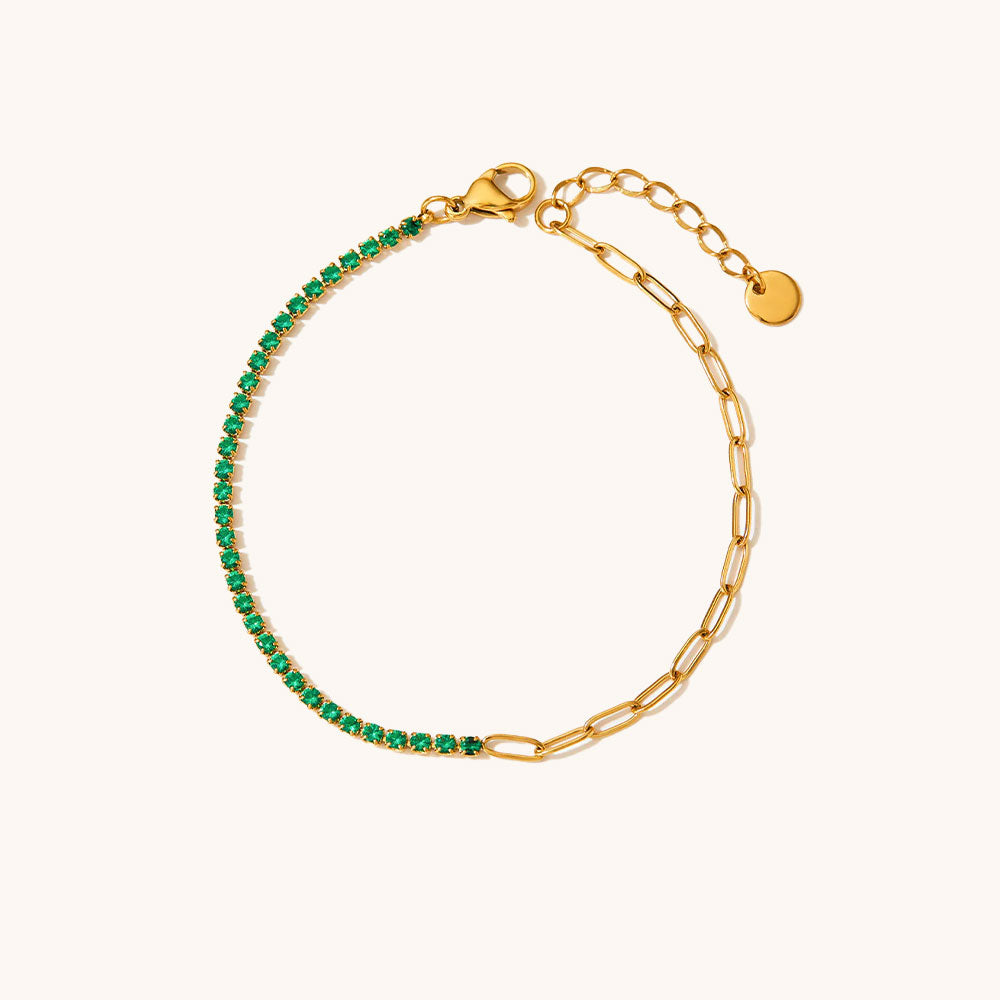 Loopbrek-tennis necklace-Shimmering Allure · Multicolor Zircon Necklace- green