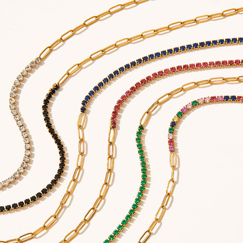 Loopbrek-tennis necklace-Shimmering Allure · Multicolor Zircon Necklace- zoom in
