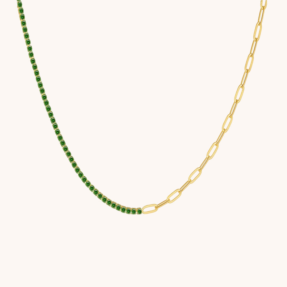 Loopbrek-tennis necklace-Shimmering Allure · Multicolor Zircon Necklace- green