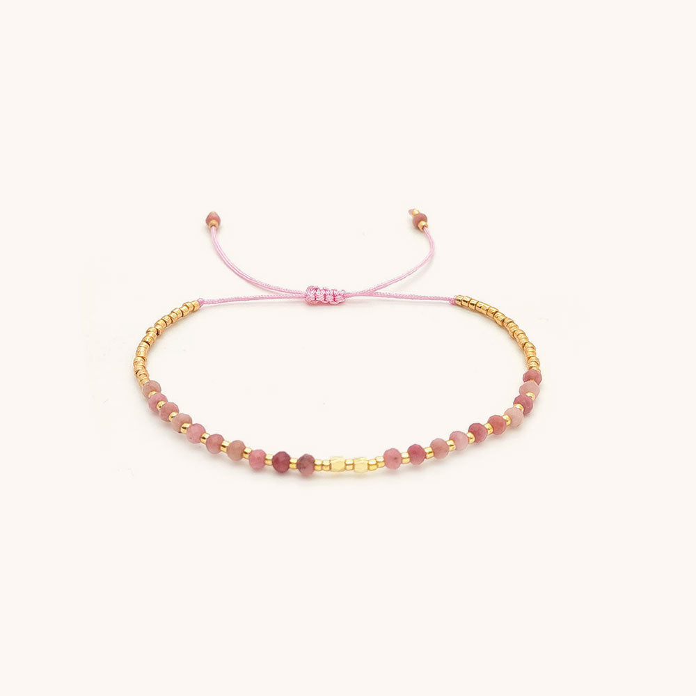 Loopbrek-beaded bracelets-Grapestone Beaded Bracelet - pink
