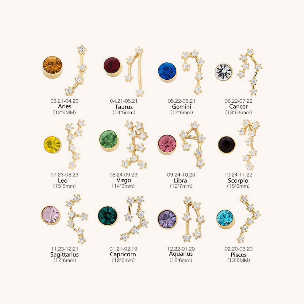 Loopbrek - stud earrings - Zodiac Birthstone Stud Earrings · A Cosmic Touch of You - all
