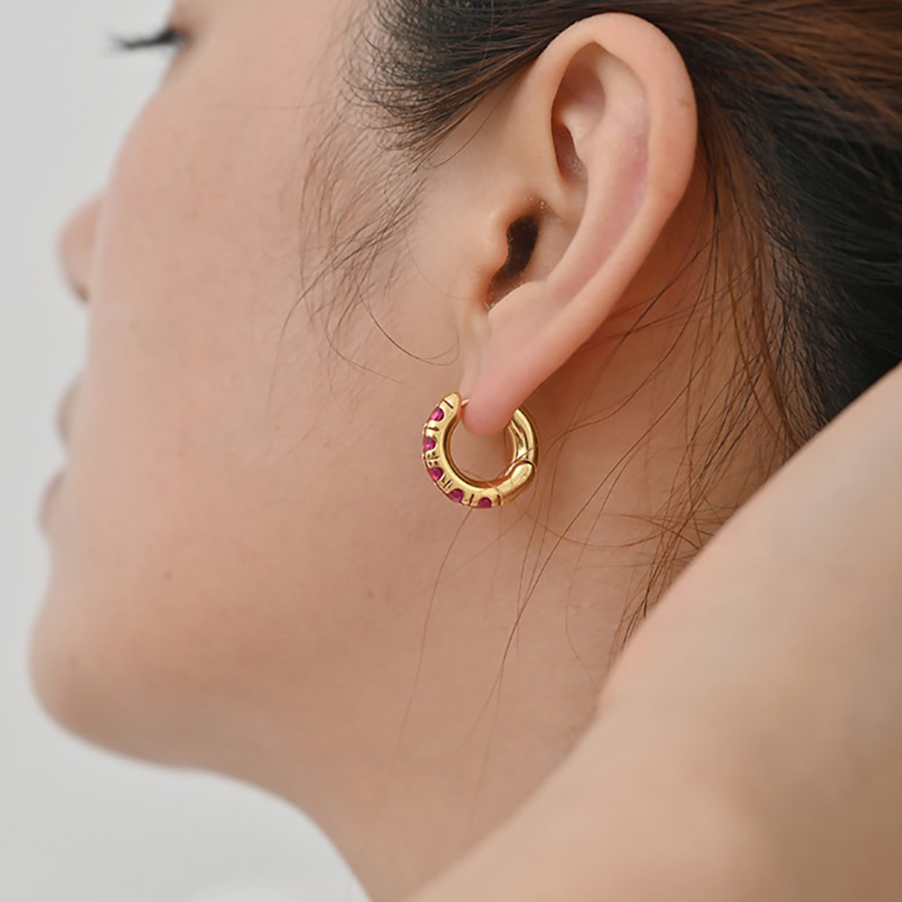 Loopbrek - hoop earrings - Radiant Zircon Hoop Earrings - zoom out