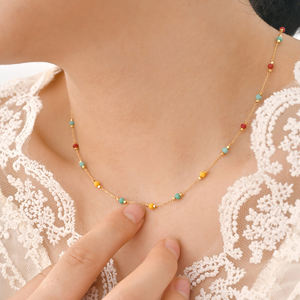Loopbrek - beads necklace - Unique Rainbow Bead Necklace - zoom out