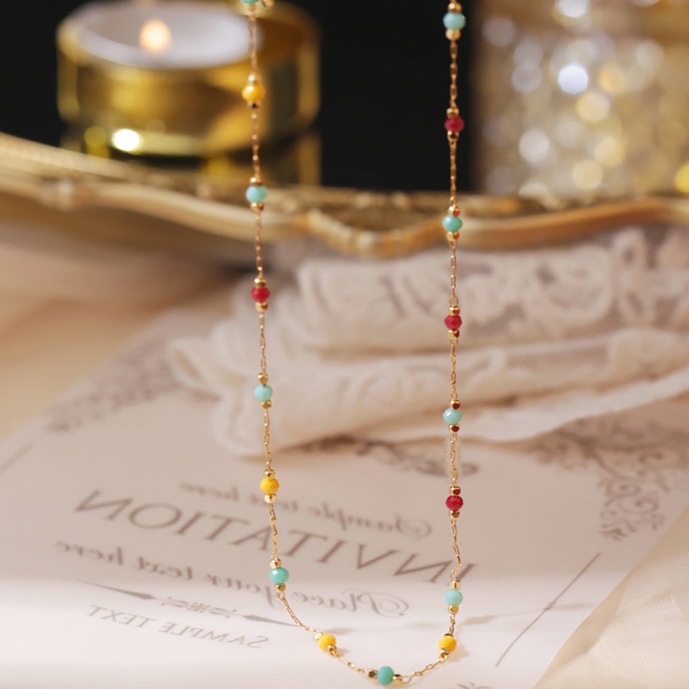 Loopbrek - beads necklace - Unique Rainbow Bead Necklace - zoom in