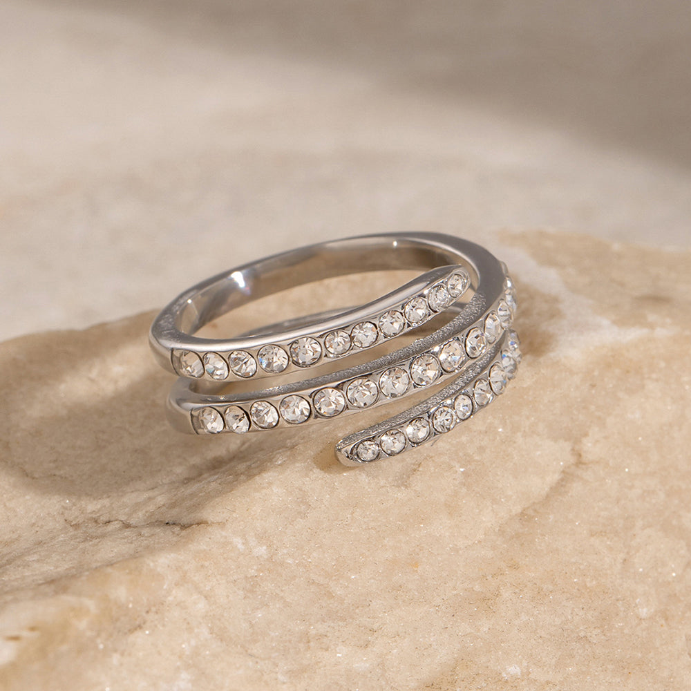 Loopbrek - Full Diamond Ring - A Hug From Me To You Spiral Open Ring - zoom in