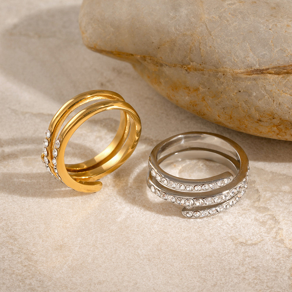 Loopbrek - Full Diamond Ring - A Hug From Me To You Spiral Open Ring - zoom in
