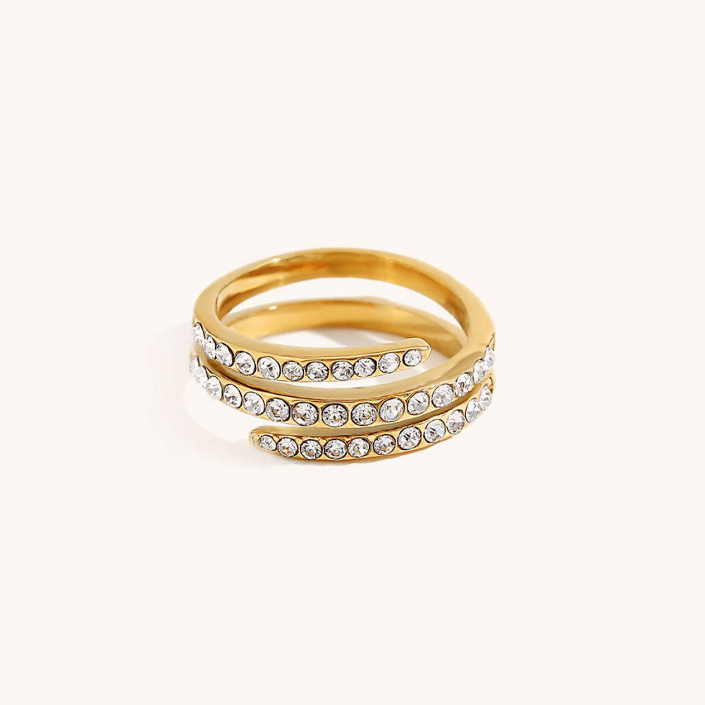 Loopbrek - Full Diamond Ring - A Hug From Me To You Spiral Open Ring - zoom in