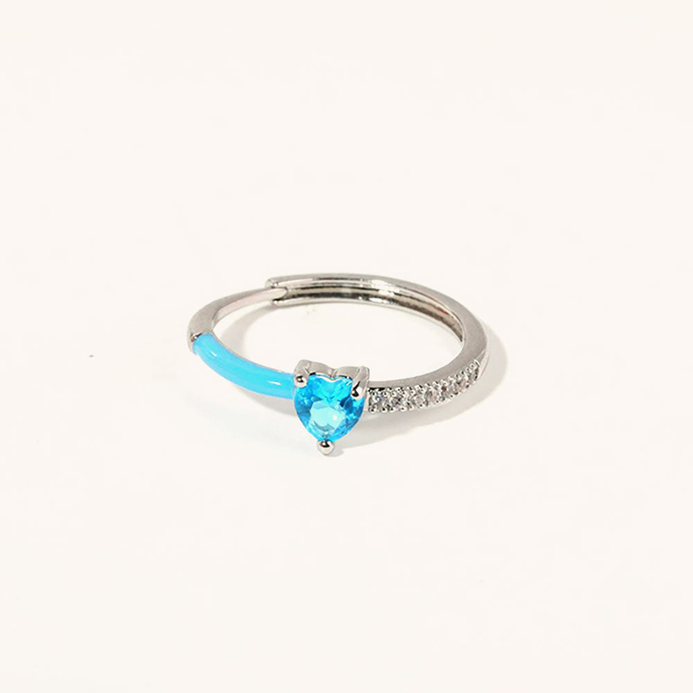 Loopbrek - Birthstone Ring - Always Heart To Heart Birthstone Heart Ring - color