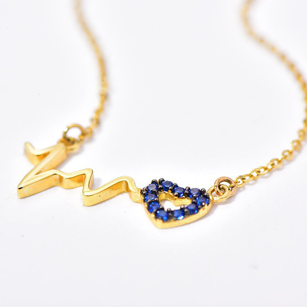 Loopbrek - dainty necklace - My Heart Beats Only For You Heartbeat Necklace -zoom out