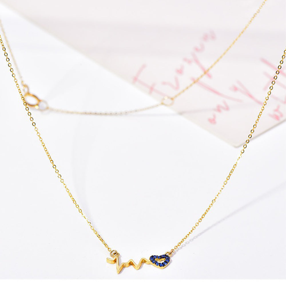 Loopbrek - dainty necklace - My Heart Beats Only For You Heartbeat Necklace -zoom in