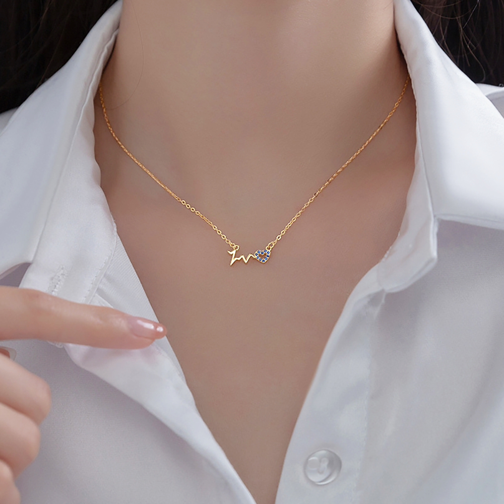Loopbrek - dainty necklace - My Heart Beats Only For You Heartbeat Necklace -zoom out