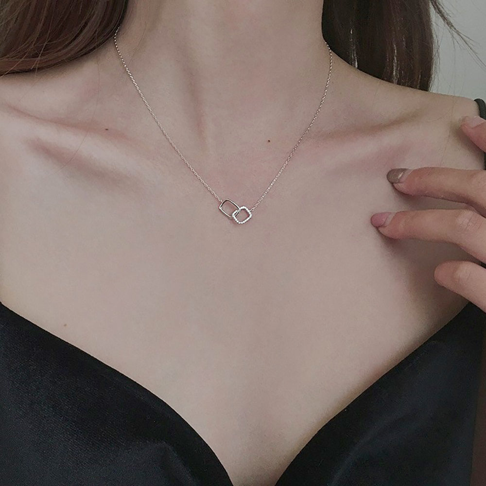Loopbrek - necklace for women - Linked By Love Rectangle Interlocking Necklace - zoom out