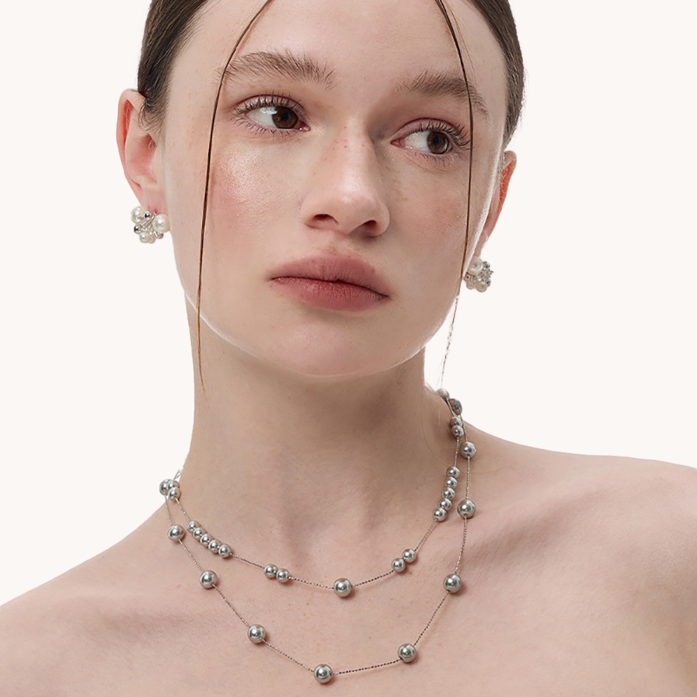 Loopbrek - layered necklaces - Light Luxury Starry Pearl Layered Necklace - zoom out