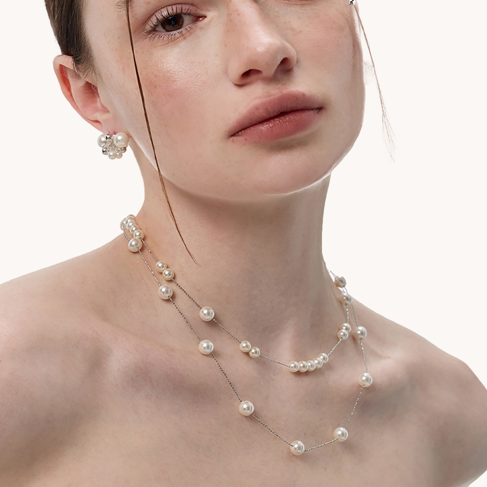Loopbrek - layered necklaces - Light Luxury Starry Pearl Layered Necklace - zoom out