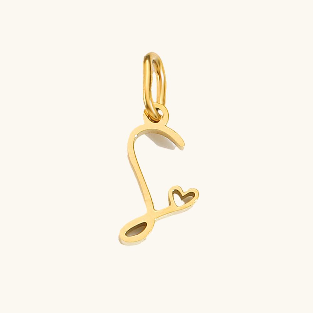 Loopbrek - charm necklace - Personalized Cursive Initial Charm - zoom in