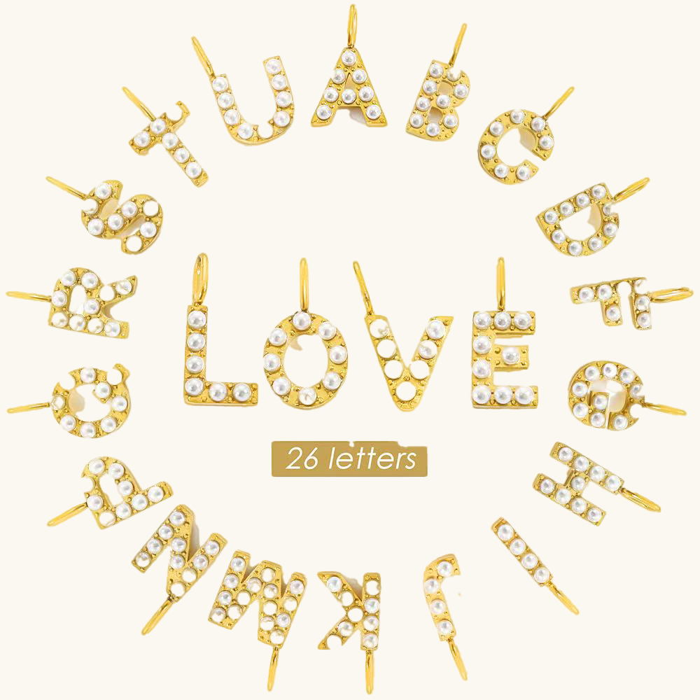 Loopbrek - charm necklace - Personalized Pearl Letter Charm - zoom out