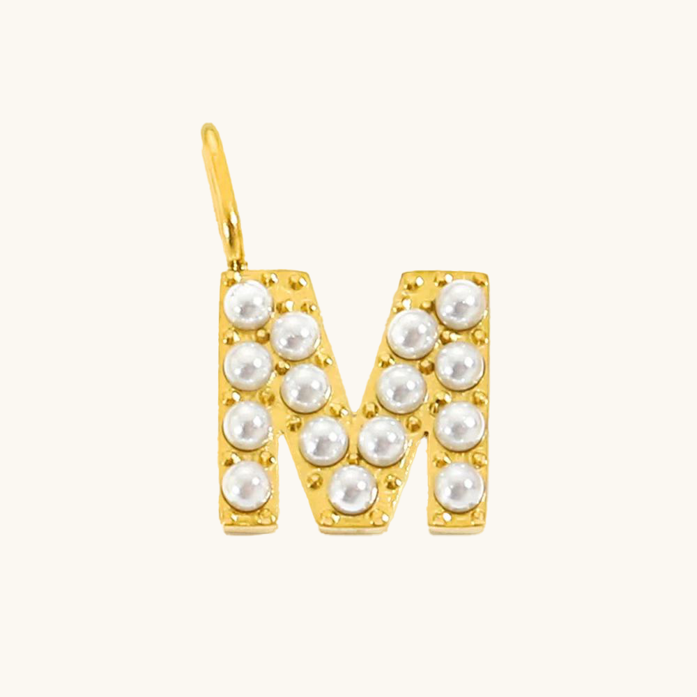 Loopbrek - charm necklace - Personalized Pearl Letter Charm - zoom in