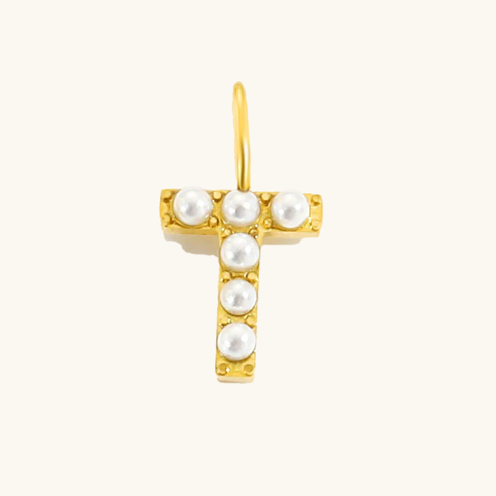 Loopbrek - charm necklace - Personalized Pearl Letter Charm - zoom in