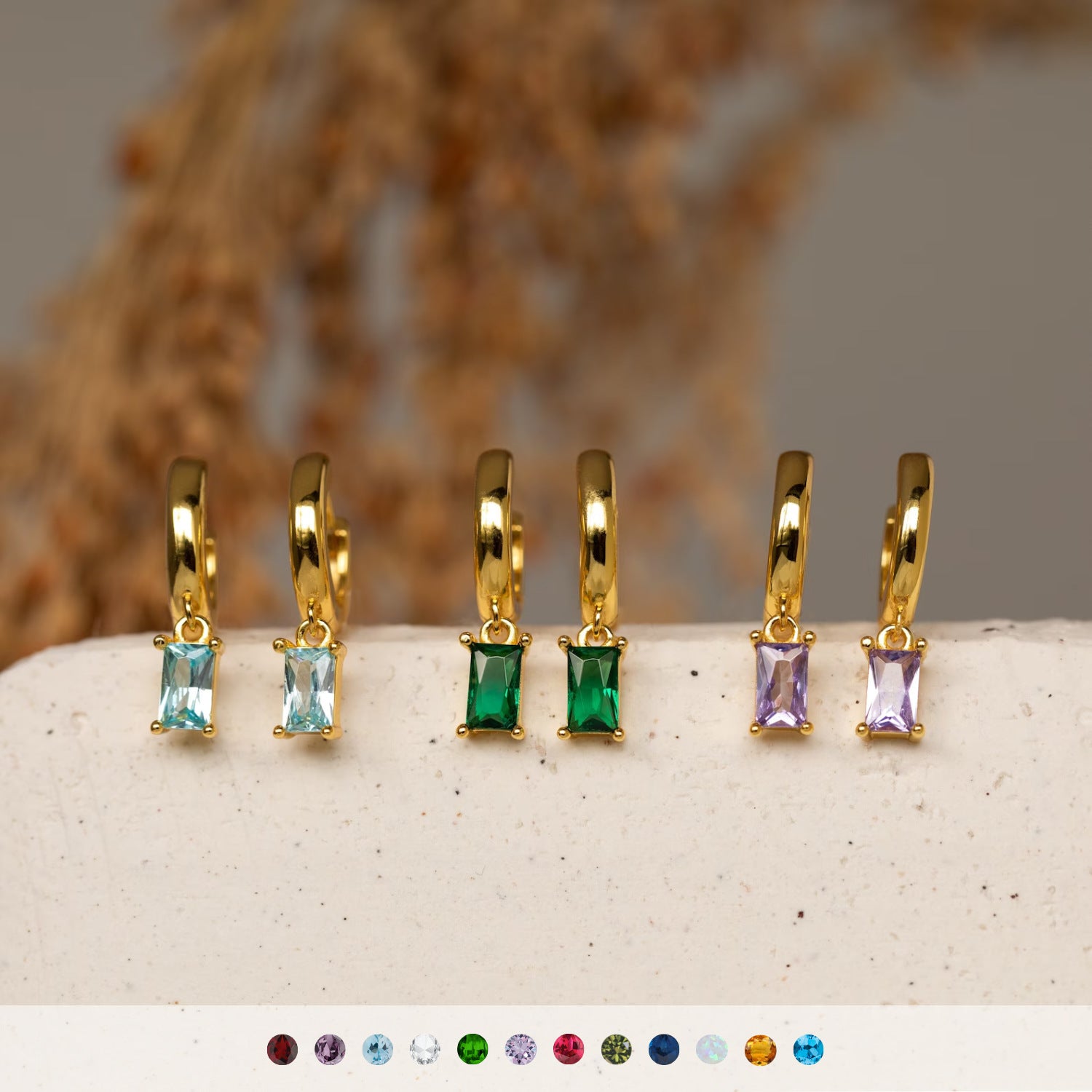 Geometric Birthstone Earrings
