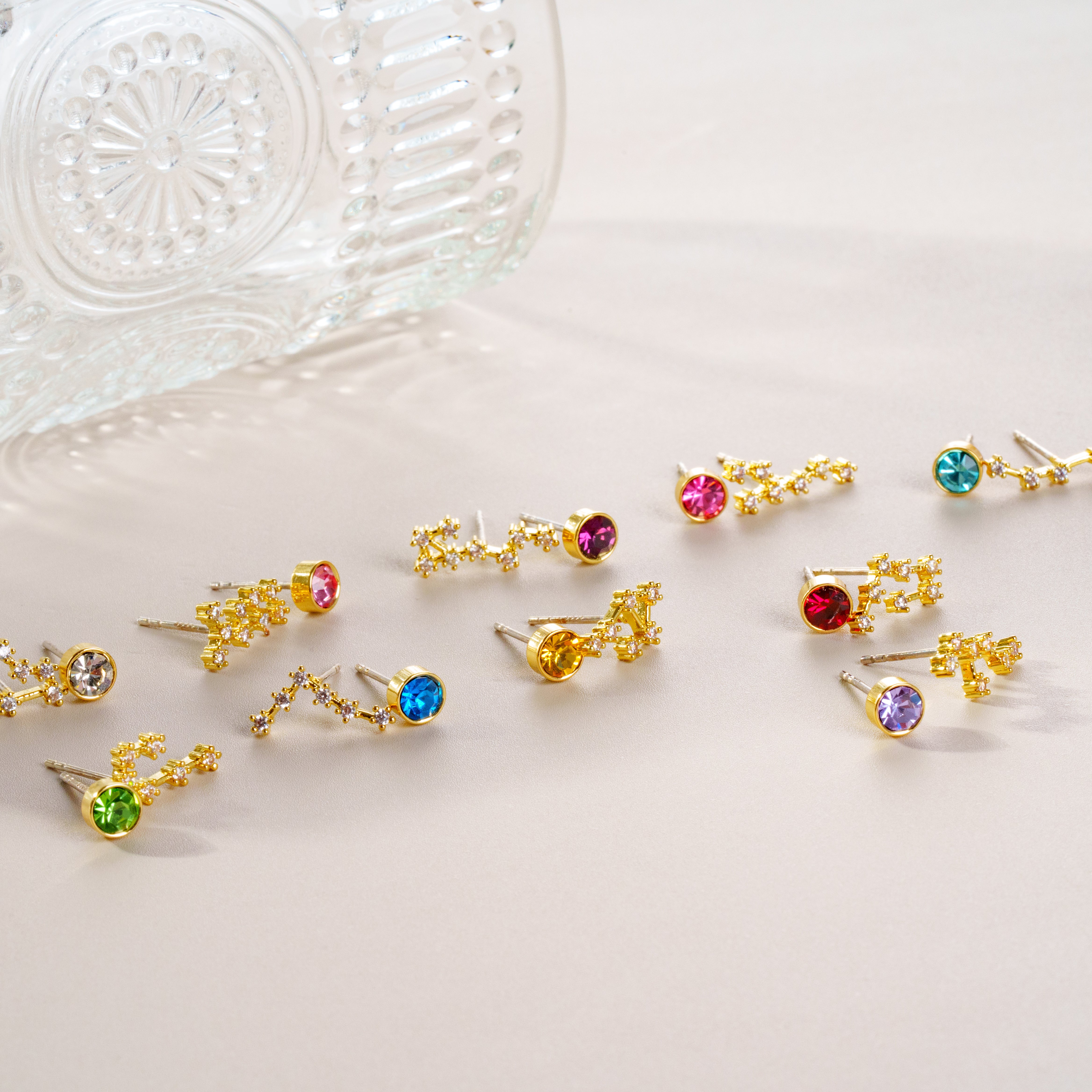 Zodiac Birthstone Stud Earrings · A Cosmic Touch of You