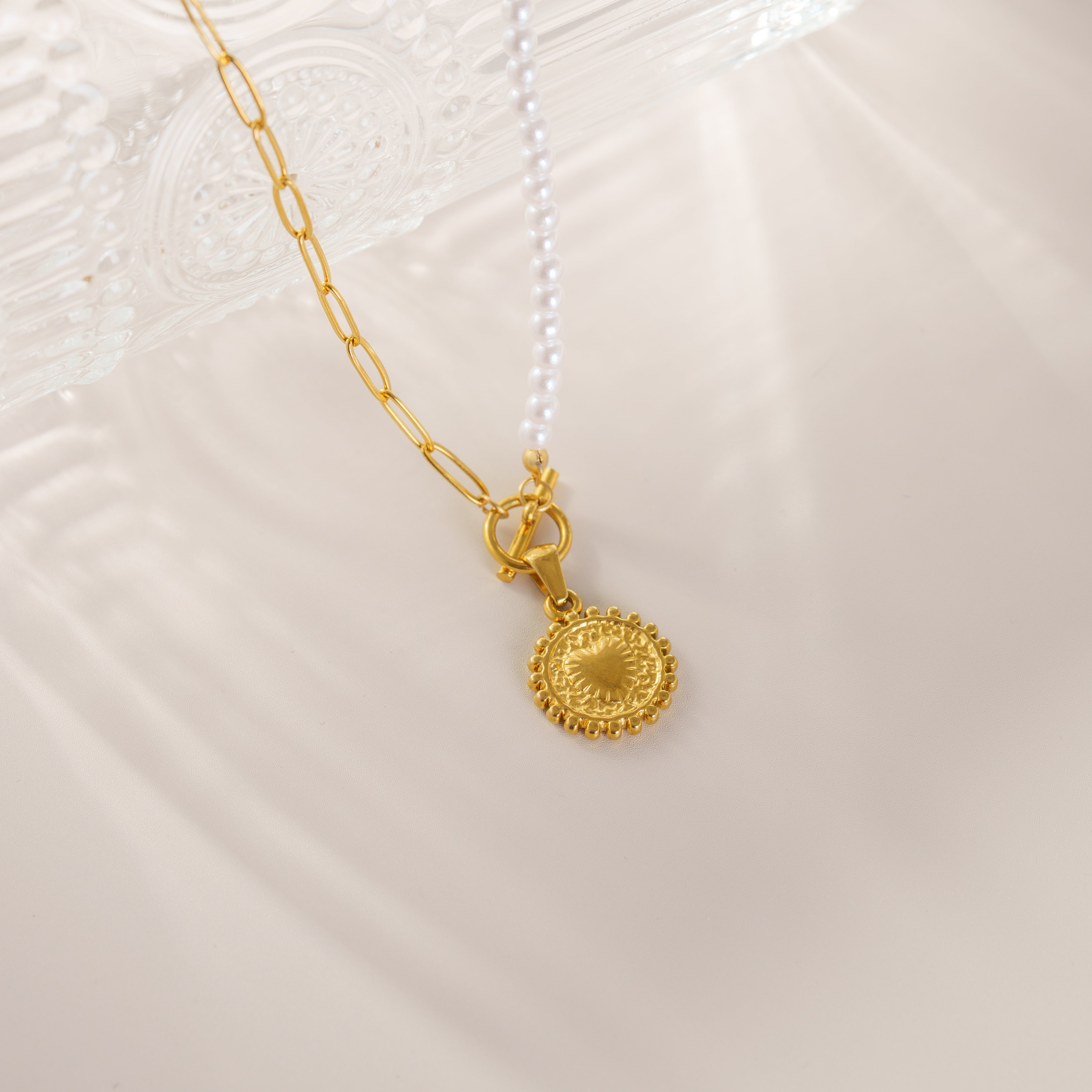 Golden Orbit Pearl Initial Necklace - Loopbrek