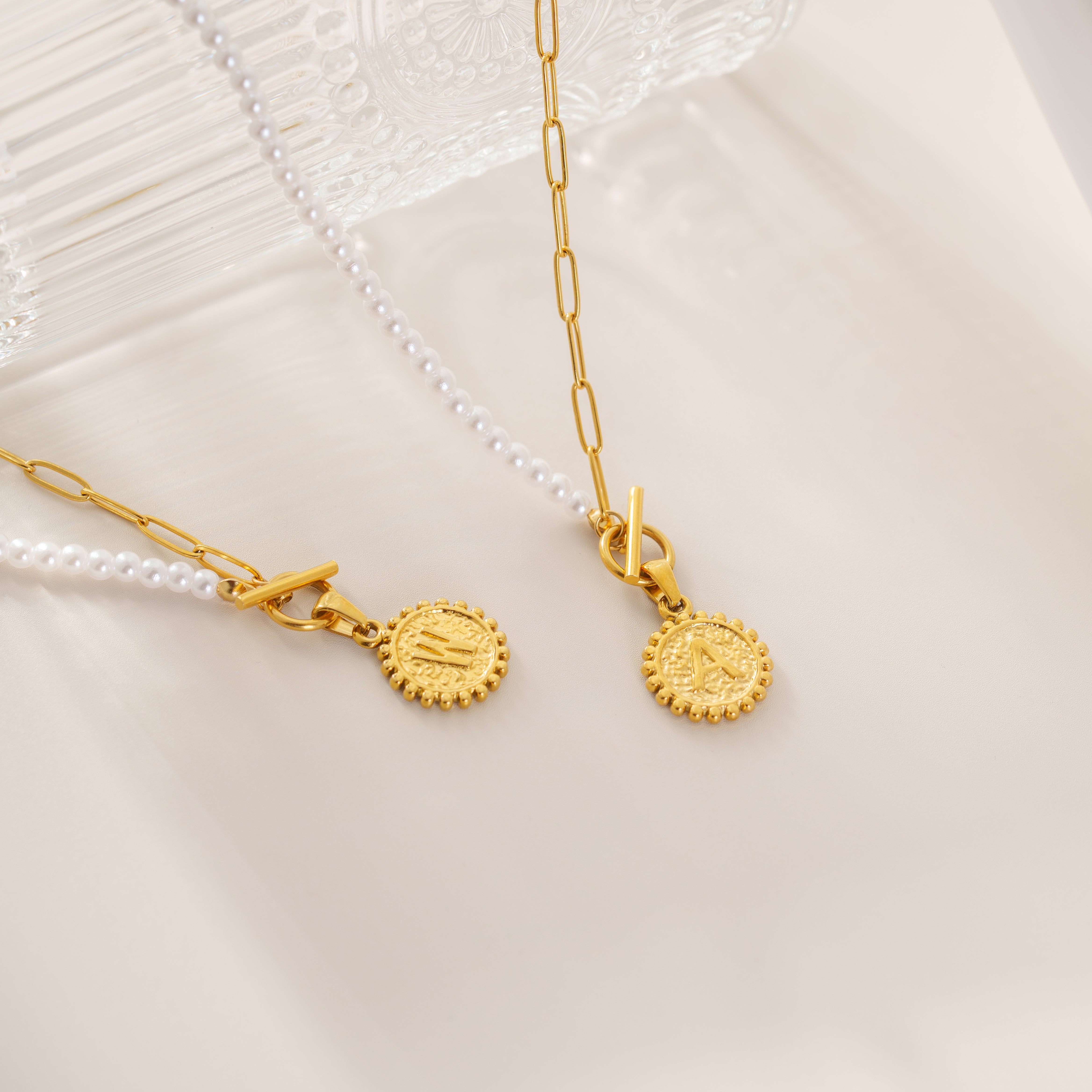 Golden Orbit Pearl Initial Necklace - Loopbrek
