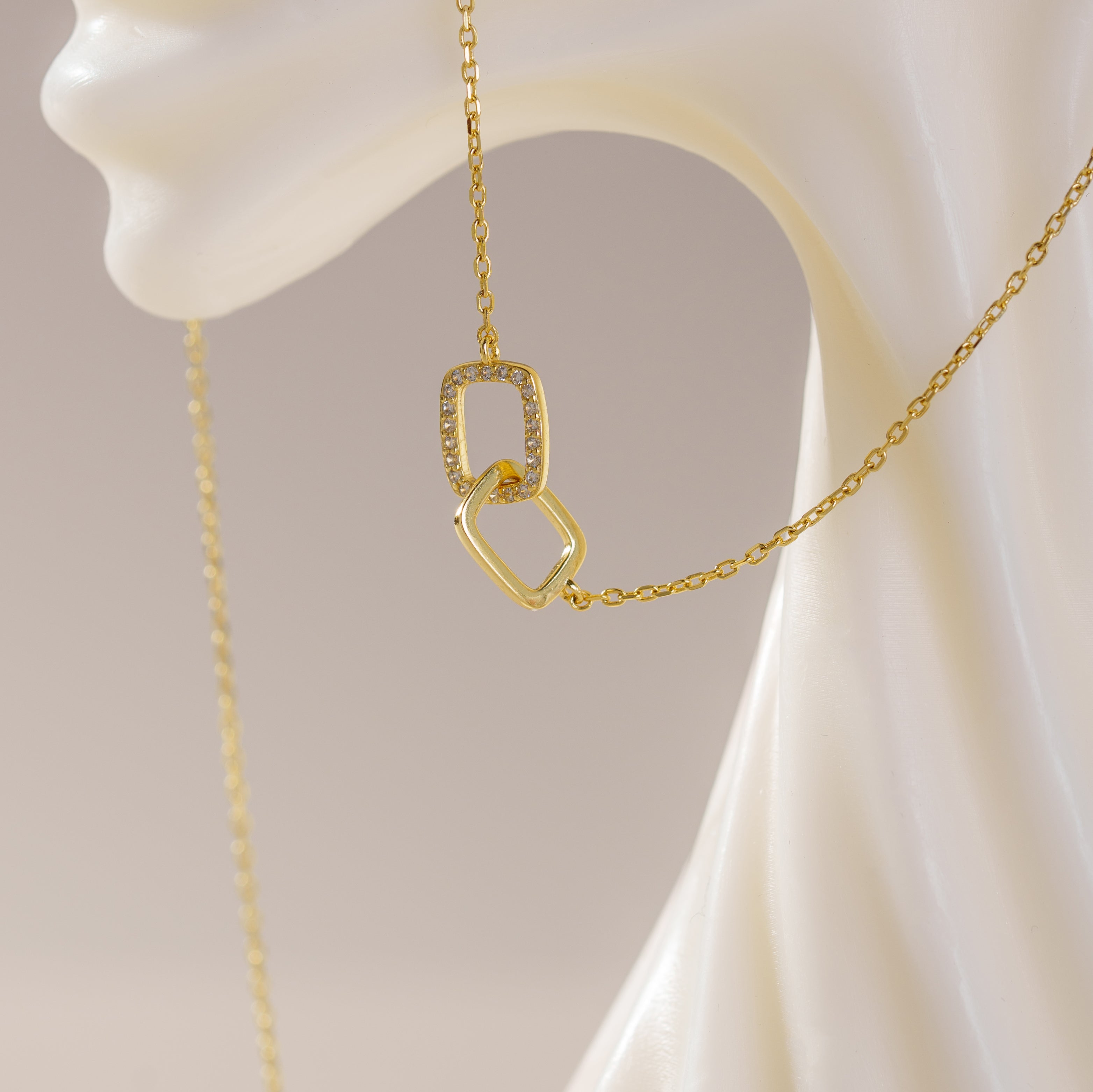 Linked By Love Rectangle Interlocking Necklace - Loopbrek