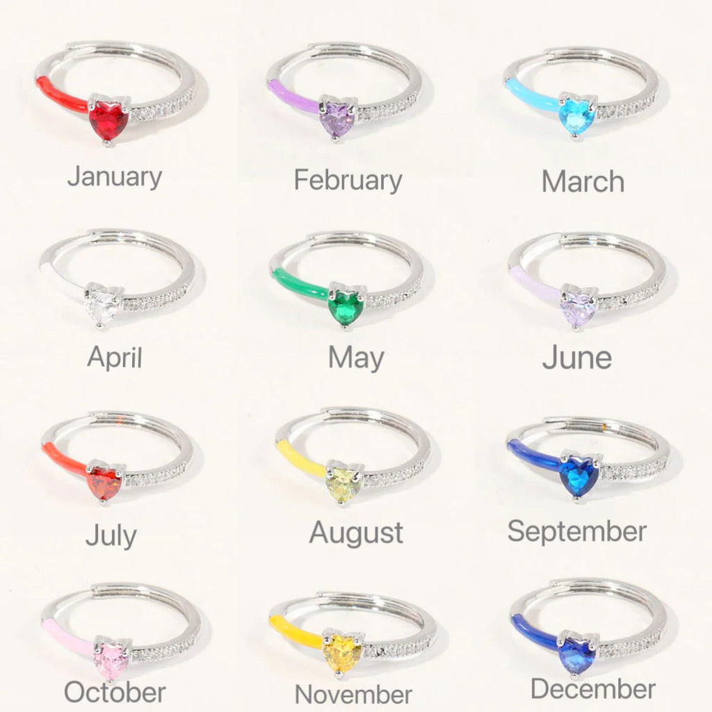 Loopbrek - Birthstone Ring - Always Heart To Heart Birthstone Heart Ring - color