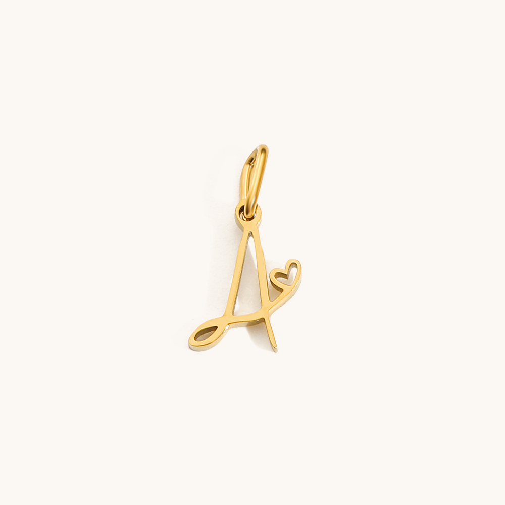 Loopbrek - charm necklace - Personalized Cursive Initial Charm - zoom in