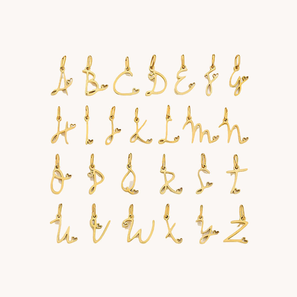 Loopbrek - charm necklace - Personalized Cursive Initial Charm - zoom out