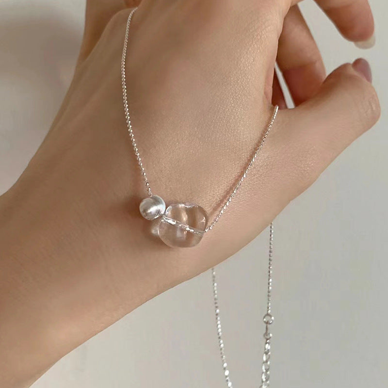 Loopbrek - crystal necklaces - Beauty Of Purity crystal beads pearl necklace - zoom in
