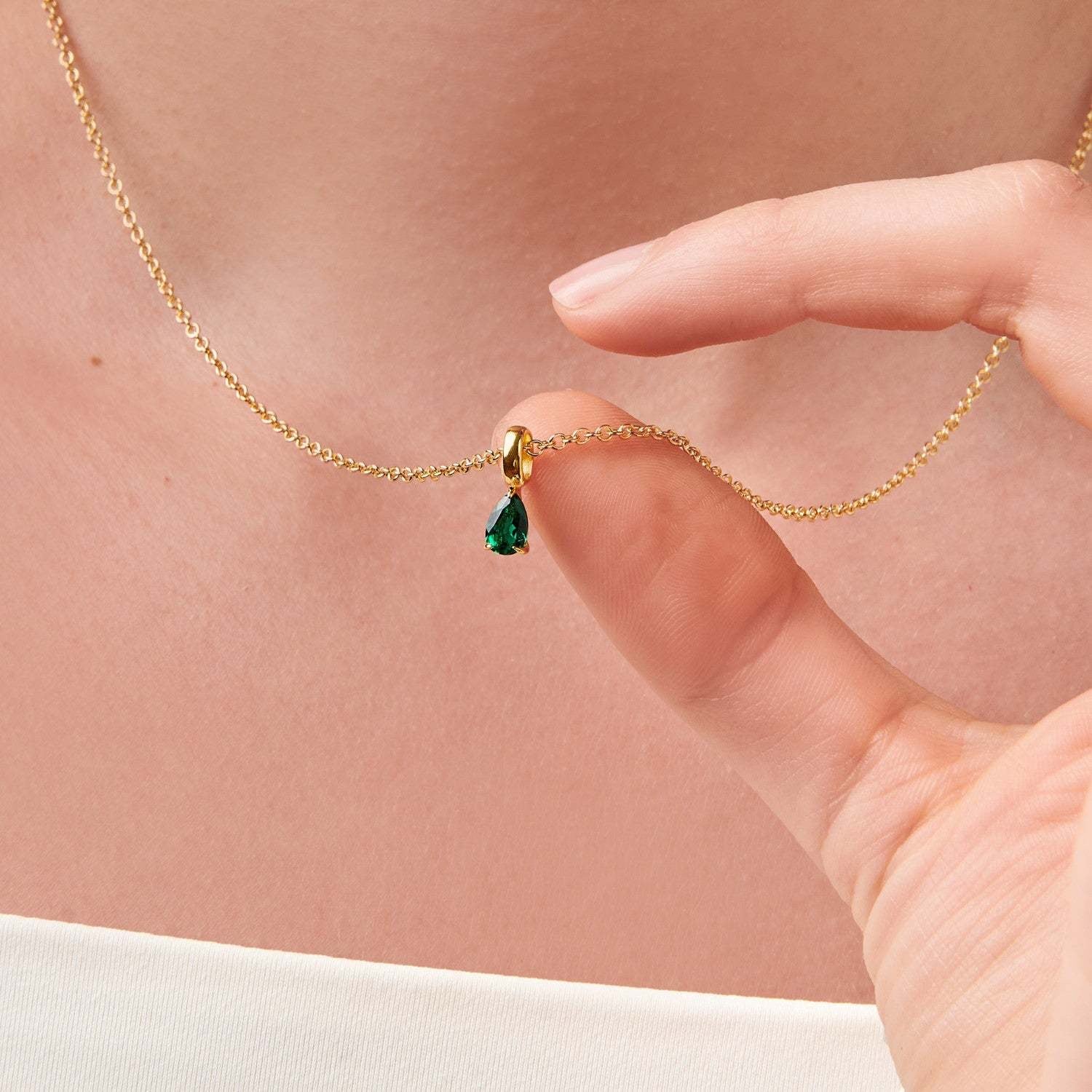 Loopbrek - charm necklace - Colorful Gemstone Month Series Charm - zoom out