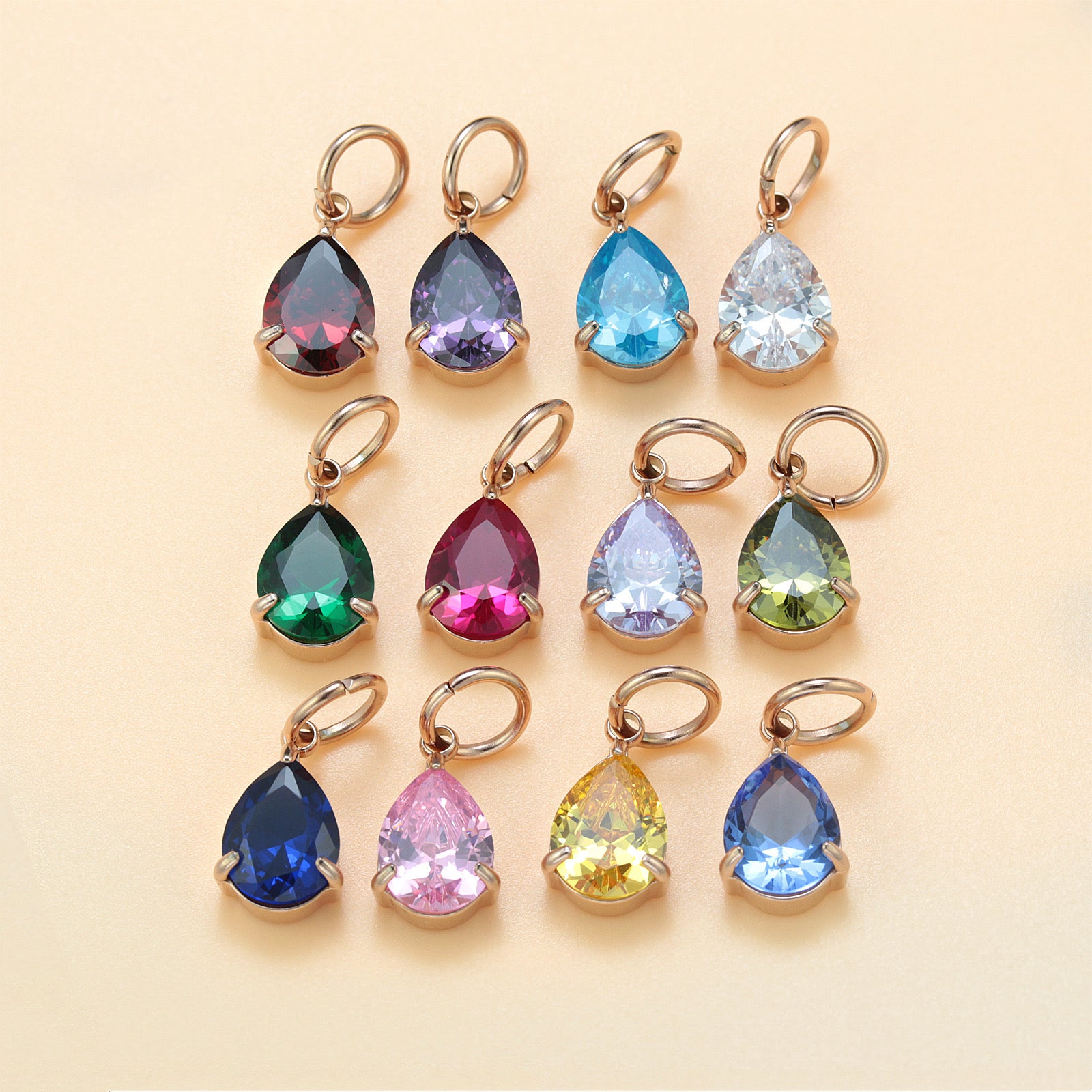 Loopbrek - charm necklace - Colorful Gemstone Month Series Charm - zoom out