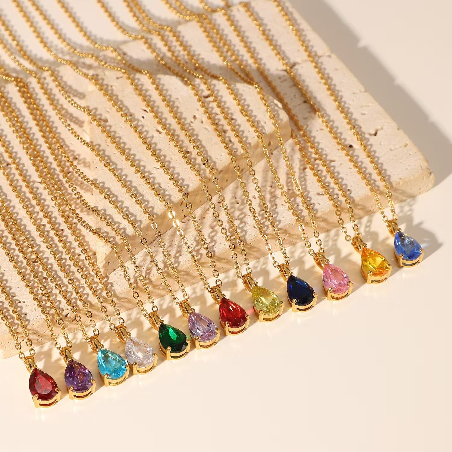 Loopbrek - charm necklace - Colorful Gemstone Month Series Charm - zoom out