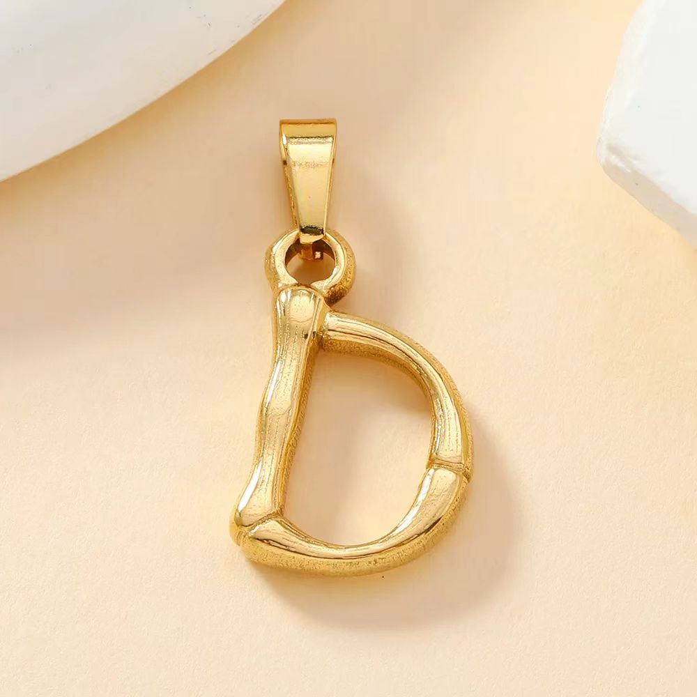 Loopbrek - custom initial necklace - Bamboo-Shaped Initial Charm - zoom in