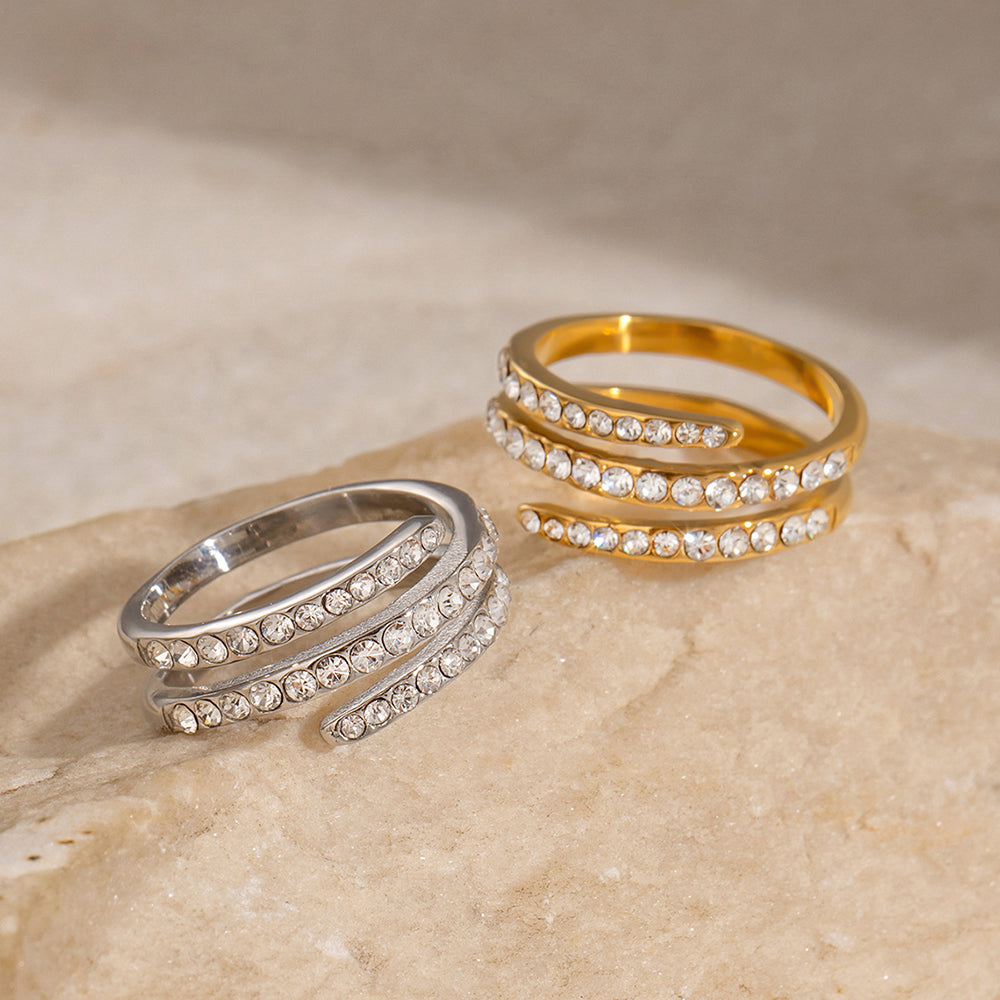 Loopbrek - Full Diamond Ring - A Hug From Me To You Spiral Open Ring - zoom in
