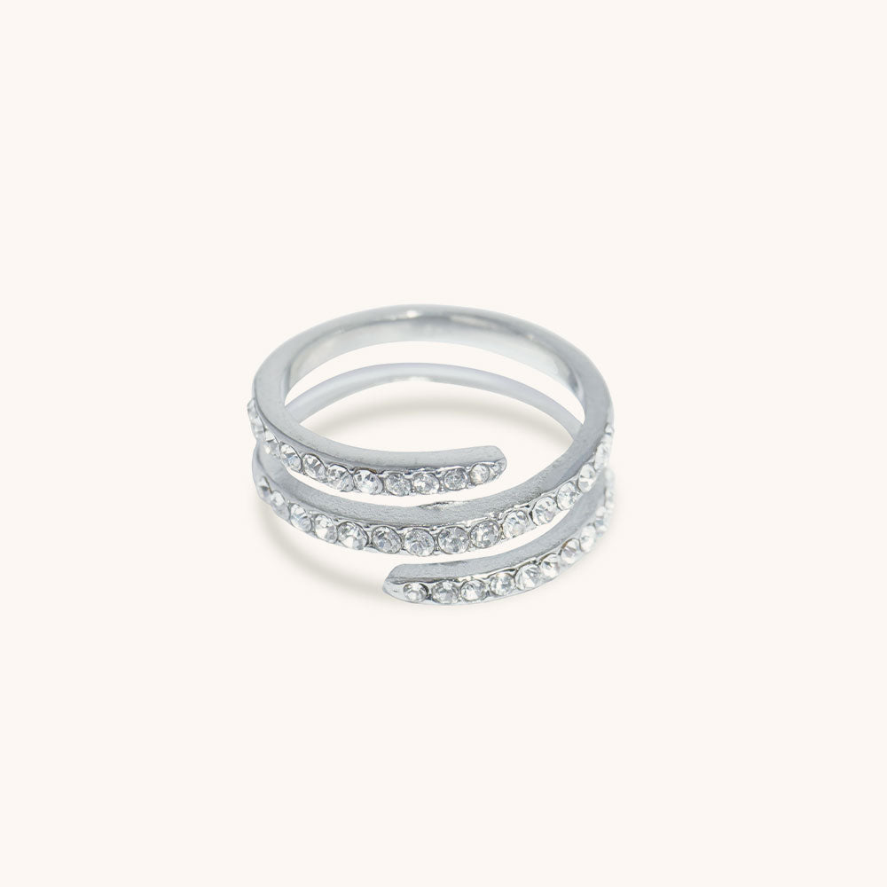 Loopbrek - Full Diamond Ring - A Hug From Me To You Spiral Open Ring - zoom in