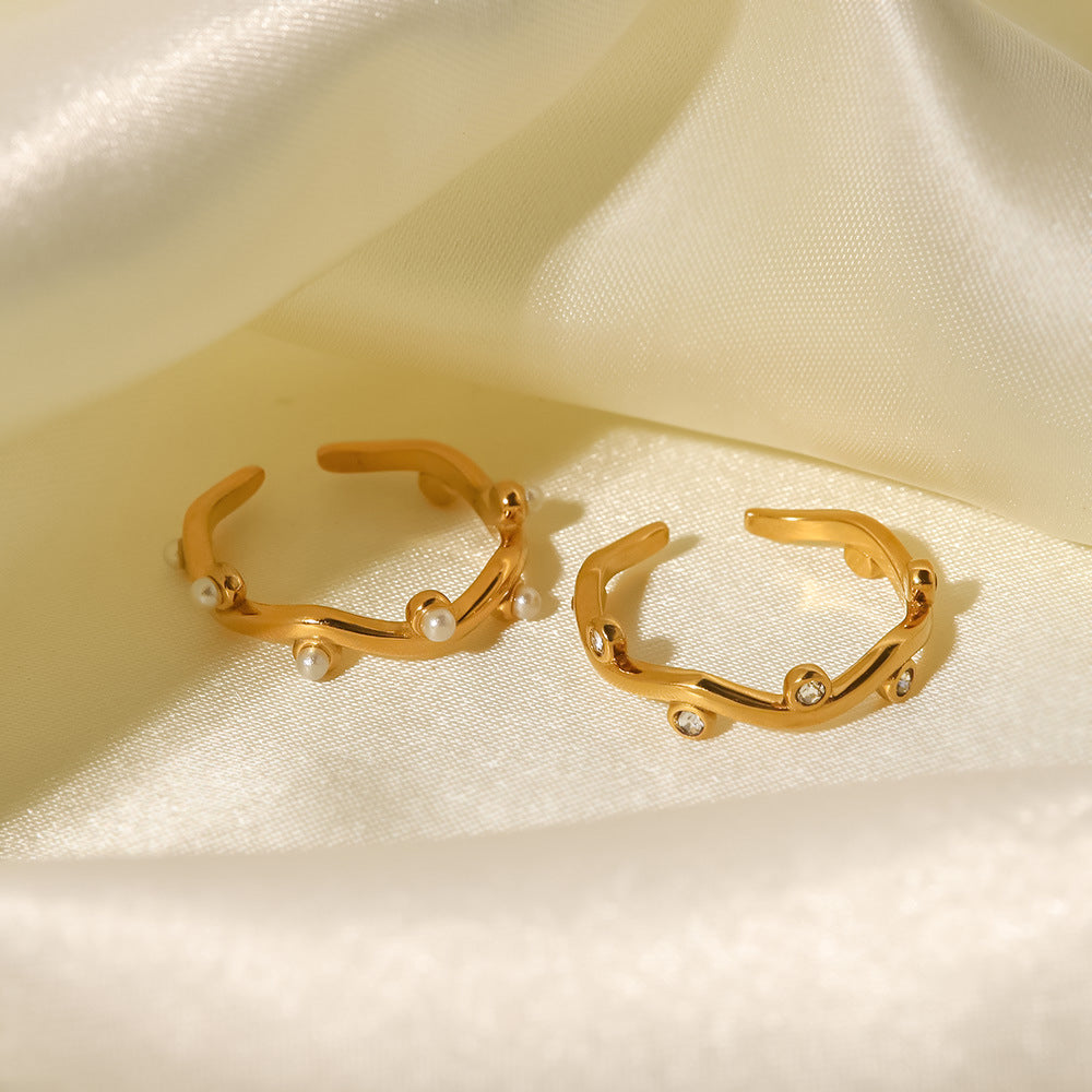 Loopbrek - pearl ring - Chic Pearl Open Ring - zoom out