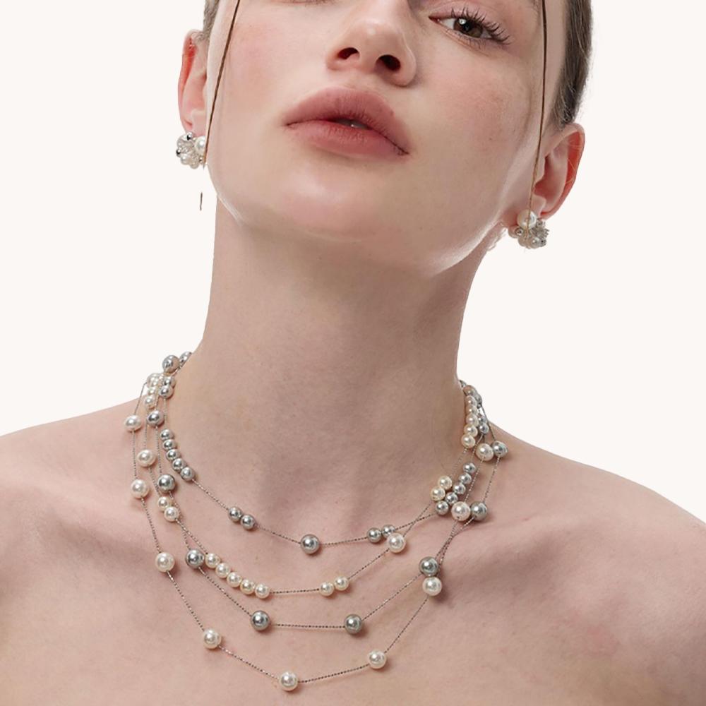 Loopbrek - layered necklaces - Light Luxury Starry Pearl Layered Necklace - zoom out