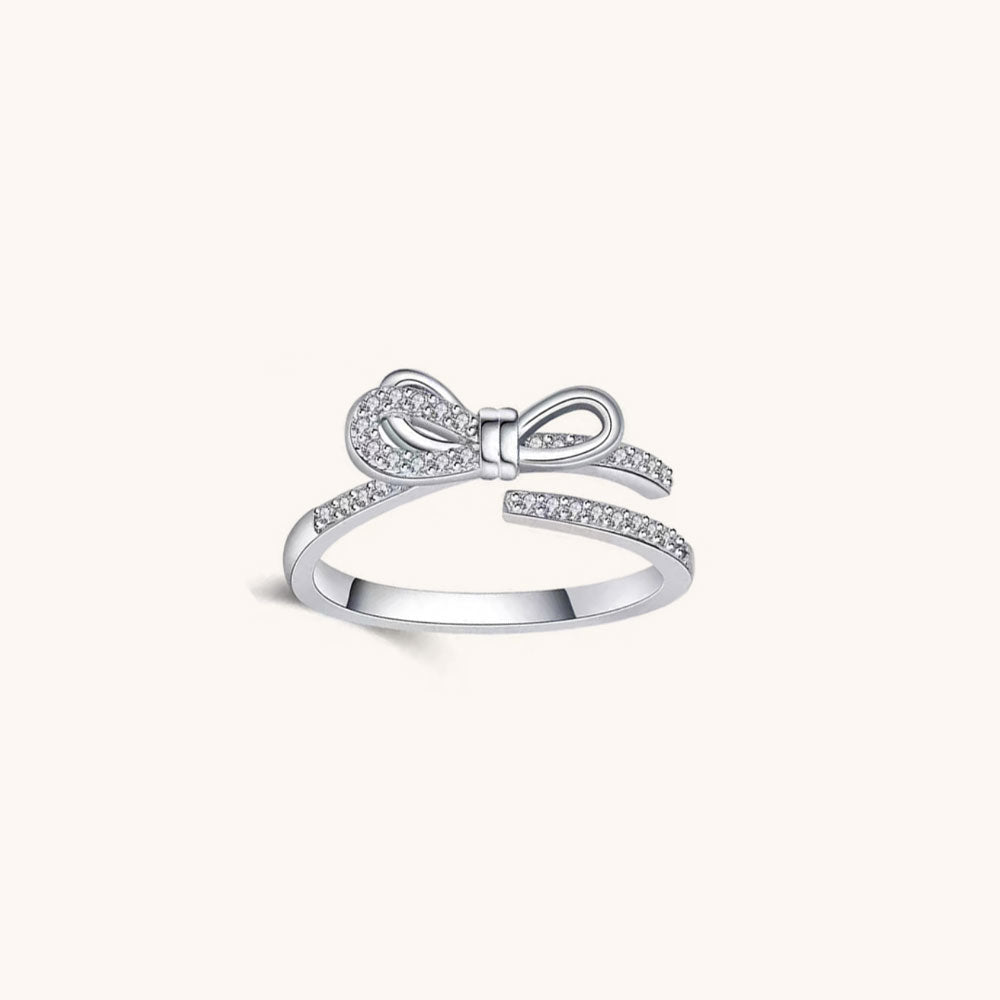 Loopbrek - silver ring - Keep Your Head Up High Shiny Bow Knot Ring - zoom in