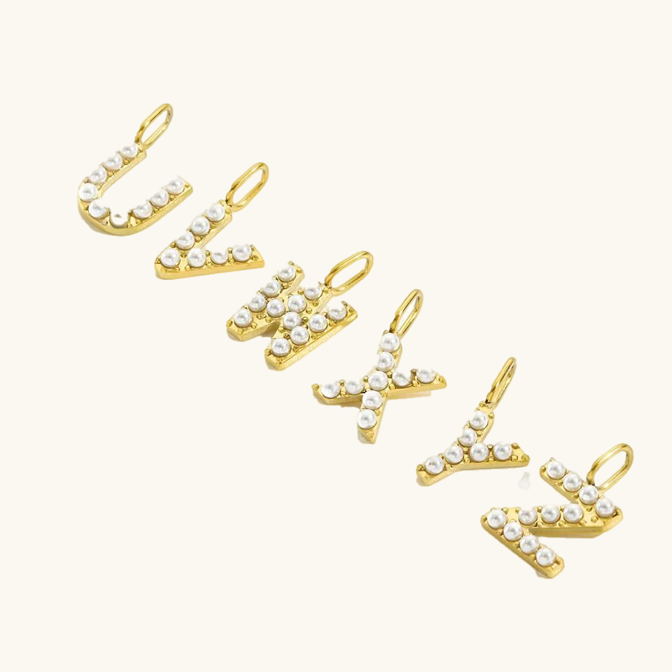 Loopbrek - charm necklace - Personalized Pearl Letter Charm - zoom out